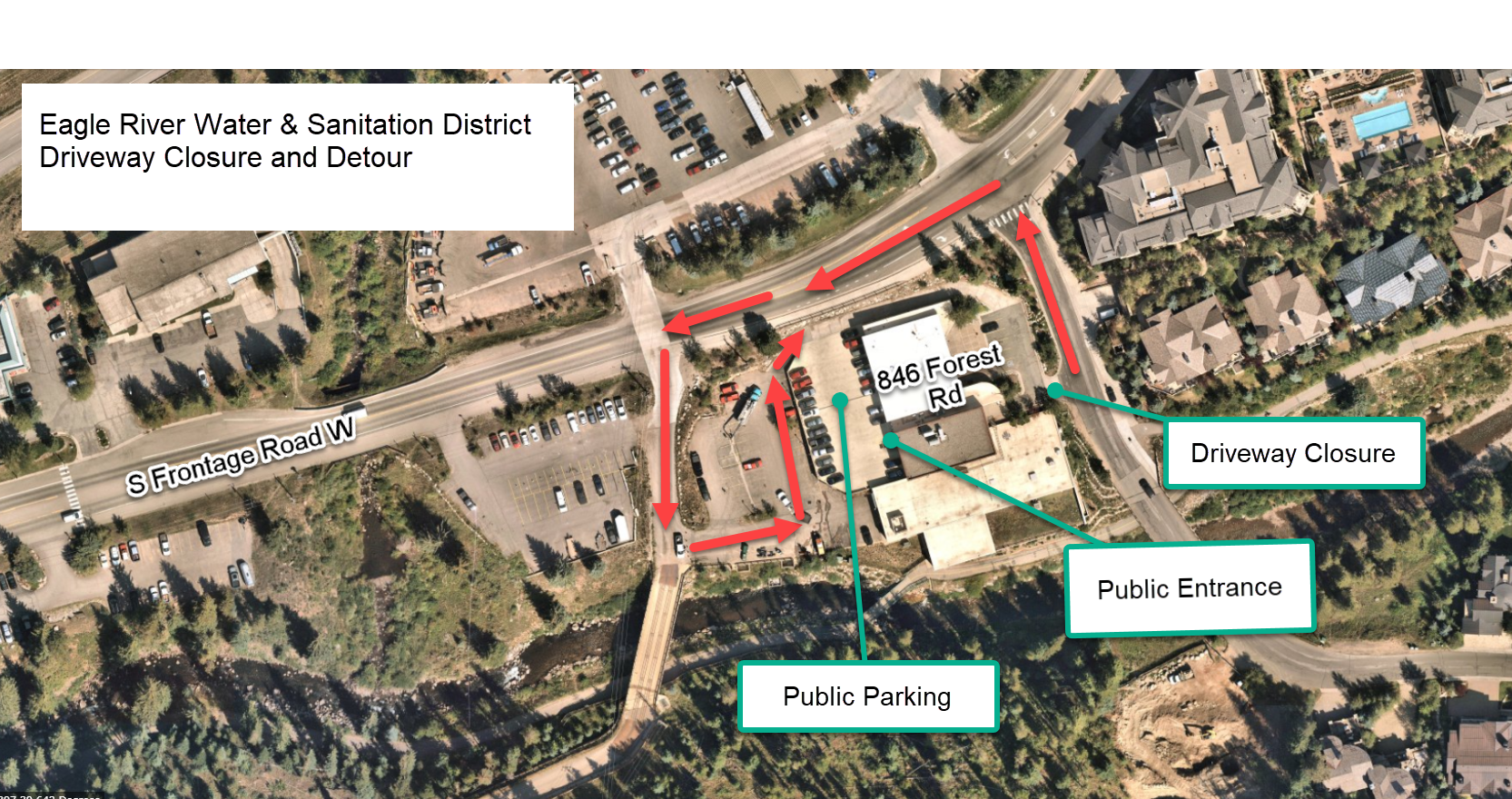 Vail office public access during construction, September 2023.