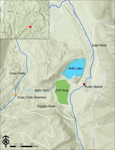 Map showing the location of Bolts Lake 