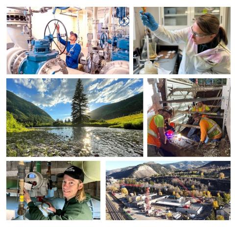 Several photos of staff and operations at Eagle River Water & Sanitation District. 