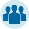 an icon of three people representing board meetings. 